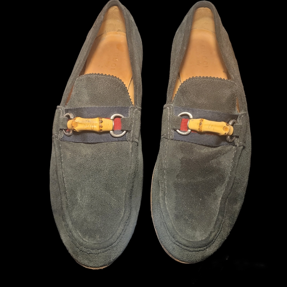Gucci Black Suede Men’s Loafers Size 14 Italy Horse Bit